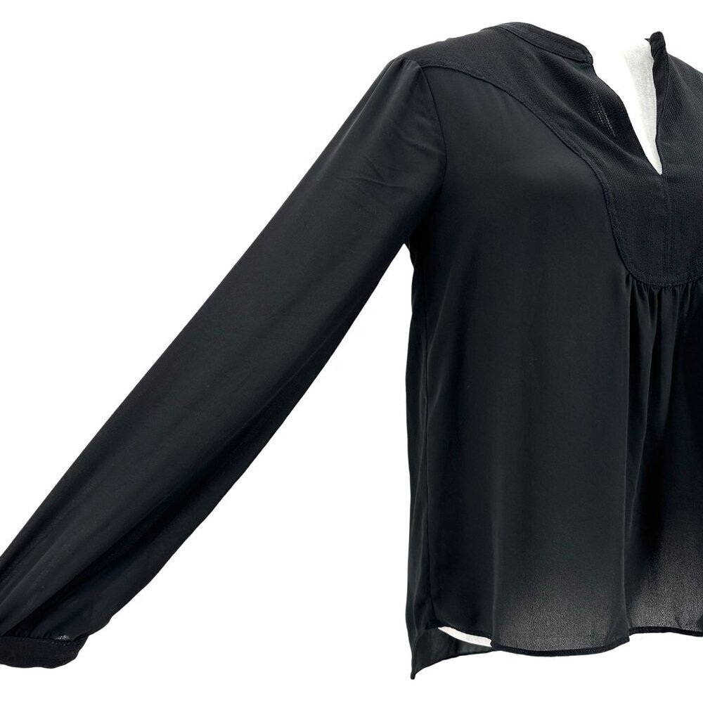 Anthropologie HD In Paris Black V-Neck Blouse Top Womens 6 - Picture 3 of 9
